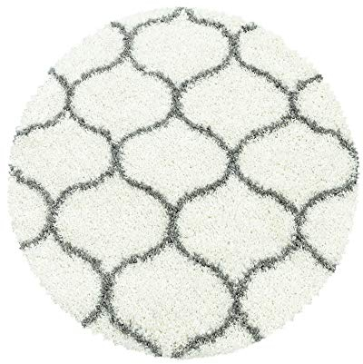 Carpettex Hochflor Teppich Wohnzimmer Shaggy Flokati Teppich Modern Skandinavisch Design 80 cm Rund Creme - Teppich Schlafzimmer Weich Flauschig Waschbar Teppich Küche Esszimmer - Langflor Teppiche
