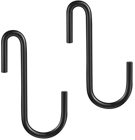 YourGift 10 Stück robuste S-Haken in S-Form, Haken zum Aufhängen, Haken für Küche, Bad, Schlafzimmer und Büro: Pfanne, Topf, Mantel, Tasche, Pflanzen (10 Stück/schwarz/groß)