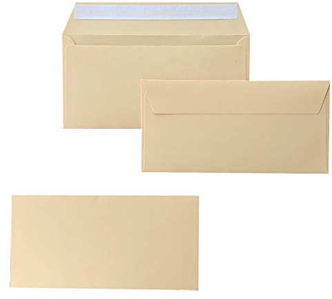 Paper24 DIN lang Briefumschläge, 110x220mm, 120g, gerade Lasche mit Haftklebung, ideal für Geburtstag, Weihnachten 50x 21 Gold-Gelb