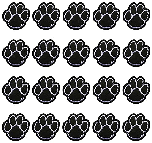 20 PCS Paw Print Patch Paw Print Iron on Patch Embroidered for Clothes Jackets T-Shirt Jeans Backpack Dog Paw Puppy Embroidered Iron Sew On Clothes Bag Embroidered Badge