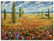 ARTLAND Wanddeko Leinwand Bilder Wandbild 80x60 cm Landschaft Blumenbilder Mohnblume Natur Gemälde Rot U1SV