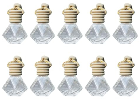 Angoily 10PCS Hanging Car Air Freshener Bottle Car Air Freshener Diffusers Hanging Pendant Empty Car Air Freshener Diffuser Glass Bottle Perfume Decor