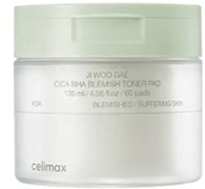 [celimax] JI WOO GAE. CICA BHA Blemish Toner Pad 135ml (60 Pads)