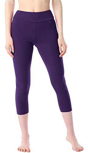 Merry Style Leggings 3/4 Pantaloni in Cotone Donna MS10-430 (Viola, S)