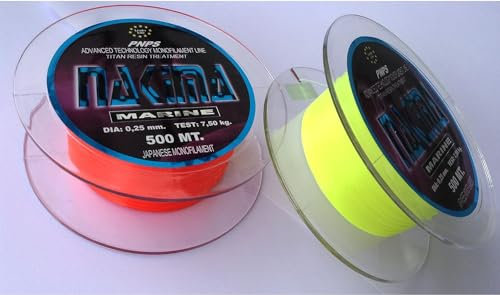 Filo Metri 500 Colorato Senza Memoria Pesca Per Mulinello Surfcasting Trota Lago Fiume (0,25 ARANCIO)