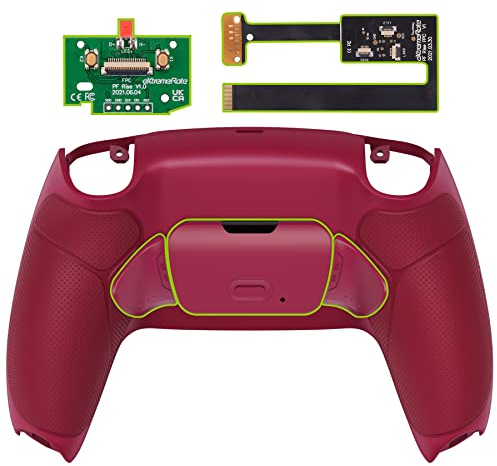 eXtremeRate Programmierbar RISE2.0 Remap Kit für ps5 Controller BDM-010/020 Model, Remap Platine&Backplate Gehäuse&Rücktasten Paddles Umbau Kit für ps5(Cosmic Red Gummiert Griff)-KEIN Controller