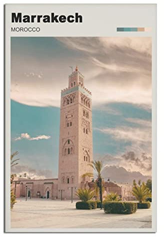 Vintage Reiseposter Marrakesch Marokko Leinwand Kunst Poster Geschenk Wanddekoration Malerei Poster Dekorative Poster
