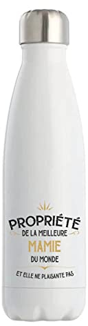 Gourde Isotherme Mamie Propriété | Bouteille Thermos 50 cl en acier inoxydable réutilisable écologique pour cadeau famille original et drôle