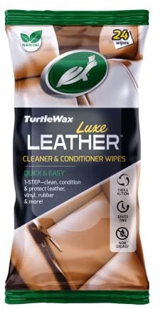 Turtle Wax Luxe Leather Wipes Car Interior Leather Cleaner - Quick Easy 1 Step Solution - Clean Condition & protect all Interior Leather, Vinyl & Rubber - Non-greasy Formula Removes Dirt & Grime