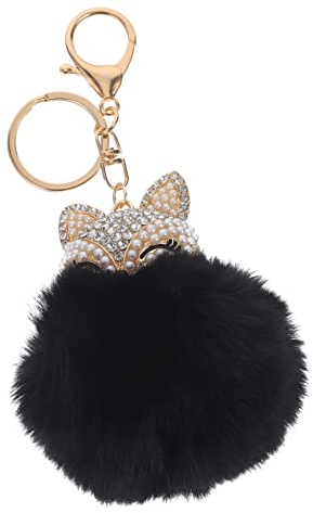 Homoyoyo Fuchs Keychain Puffball Flauschiger Keychain Handyanhänger Geldbörsenanhänger Taschenanhänger Für Handtaschen Perle Glücklich Geldbörsenhalter Fürs Auto Puderquaste Kind Schlüssel