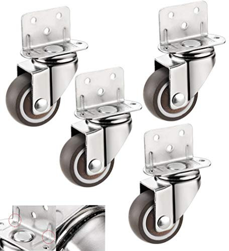 Tellerrollen-Set mit 4 Rollen, Möbelrollen, universelle 360 Grad drehbare Lenkrollen, L-Typ-Rollen, geeignet zum Wechseln von Wagen, Stuhlrädern, Babybett, Sicherheit (universell 3,8 cm)