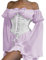 Sunidol Ensemble 2 pièces pour femme - Robe corset à épaules dénudées et manches cloches à lacets - Mini robe bustier, 04-violet + blanc Set, XX-Large