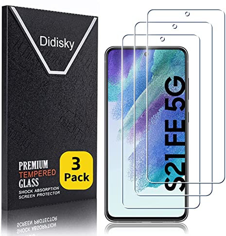 Didisky Lot de 3 Protecteur Verre Trempé pour Samsung Galaxy S21 FE 5G 6.4'' (Pas pour Samsung Galaxy S21), Film Protection écran, résistance aux Rayures, dureté 9H, Pas de Bulles, Haute définition