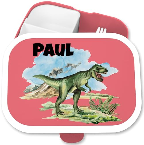 Kinder Campus für Mepal - Brotdose Dino Vesperbox Dinosaurier Jausenbox Dinos I Dinosaurus I Saurier - 750 ml - Rosa - t-rex lunchbox personalisierte t rex schulkinder geschenke
