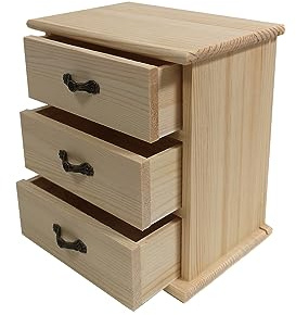 Yudu Holzkästchen Holz Kommode Aufbewahrungsbox Sammelkasten mit 3 Schubladen