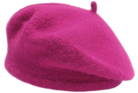 ZLYC Mädchen Klassische Der Französische Künstler Baskenmütze Barett(Himbeere)