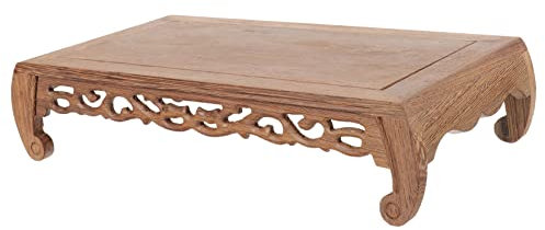 MAGICLULU Wooden Statue Display Stand Craft Display Base Interlaced Texture Planter Riser for Indoor Use