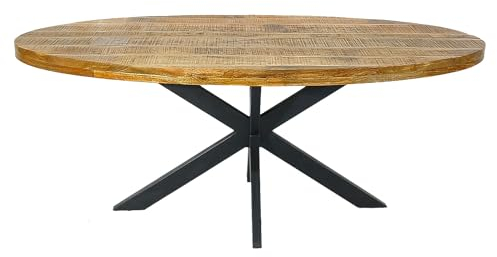 kreatives Wohnen Esstisch 190x100cm Esszimmer Tisch Liverpool Mangoholz massiv, Holz, oval 190 x100 cm, Extra breit