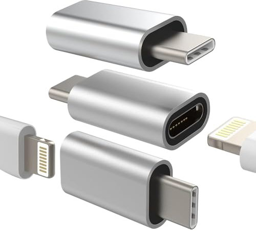 LIXINS 3-in-1 Lightning to USB-C Adapter - Supports Fast Charging & Data Transfer for iPhone 15/14/13/12 & iPad Pro - Silver