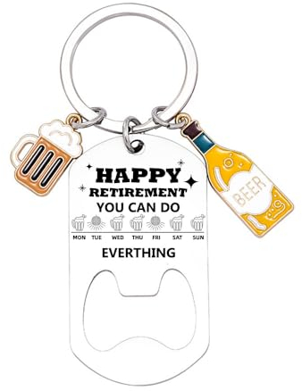 Happy Retirement Engraved Keychain Wine Bottle Opener Retirement Party Favor Gift Ideas for Men and Women