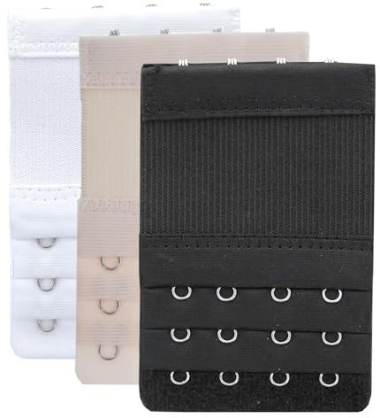 ZSRVAJ 3 Pcs Bra Extenders 4 Hook, Bra Extender, Bra Extenders 3 Hooks, Elastic Extensions Women's Bra Extenders, Women's Soft Comfortable Bra Strap Extender (Black White Skin)