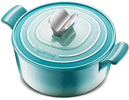 Cacerolas Cazuela De Hierro Fundido con Tapa con Tapa Recubrimiento De Esmalte Resistente Olla De Sopa Espesada Aproximadamente 3,3 L, Cocina De Inducción Estufa De Gas General (Color