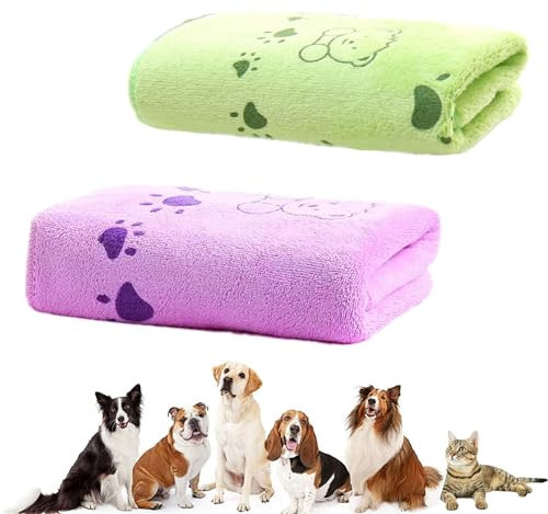 bangminda Asciugamano da Asciugatura Rapida per Cane 2 Pezzi Asciugamani per Cani Gatti Assorbente Coperta per Cani in Super Microfibra Asciugamani Animali Domestici 140 x 71cm (Verde e Viola)