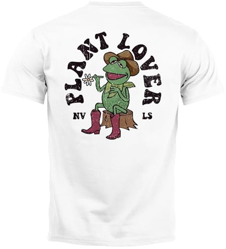 Neverless® Backprint T-Shirt Herren Rückendruck und Brustlogo Frosch Plant Lover Streetstyle Fashion