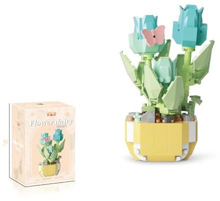 Pezicco Set di Costruzioni, Fiore e Pianta Giocattolo Blocchi di Costruzione DIY Costruzioni Decorazioni per Adulti e Bambini dai 6 Anni in su (334PCS,SIZE:56X44X87MM)