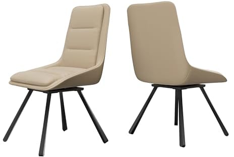 FATIVO Esszimmerstühle drehbar 2er Set Leder, Drehstühle Esszimmer Stuhl Esstischstuhl, Küchenstuhl Hellbraun Belastbar 150kg, Design Polsterstuhl drehbar mit hohe Rückenlehne für Restaurant