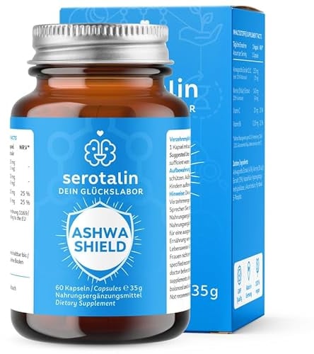 serotalin ACTIVE BALANCE Ashwa Recharge | 60 hochdosierte Ashwagandha Kapseln mit Shilajit, indischer Ginseng, Vitamin B6 und C | Vegan & Made in Germany | Für 2 Monate