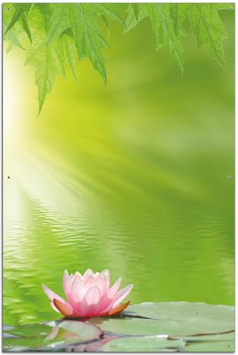 Wallario Outdoor-Poster für Garten oder Balkon Seerose auf dem Wasser, Motivbanner Größe: ca. 60 x 90 cm, Outdoor-Bild
