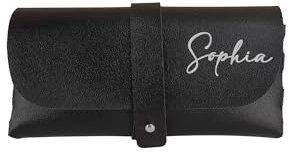 Custodia per occhiali in pelle con nome personalizzato, borsa per occhiali da sole da viaggio per donne e uomini, idea regalo