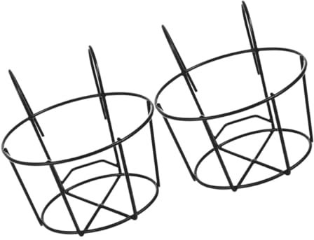 Yardwe Lot De 2 Petits Pots De Fleurs Ronds Suspendus pour Balustrade Suspensions Métalliques Noires pour Balcon Clôture Décoration Extérieure