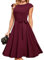 DRESSTELLS Cocktail Dress for Women, Formal Wedding Guest Mother Bride Dress, Modest Graduation Dress, Summwer Tea Party Midi Dress 2025 Burgundy L