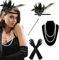 SHZMJL 4 Pack Feder Kopfschmuck Brüllen Set 1920er Flapper Stirnband 20er Jahre Haarschmuck mit Stirnband Halskette Handschuhe Tabakstab Feder Kopfbedeckung für 20er Jahre Party Hochzeit Kostüm