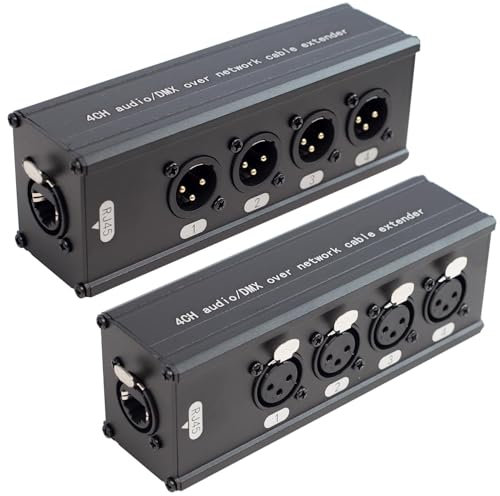 Drphiru 4 Channel 3 Pin Multi Network XLR Cable Breakout Male Female Compatible RJ45 Cat5/Cat6 Ethernet for Stage Sound Lighting and Recording Studio (4 XLR Male + 4 XLR Female)