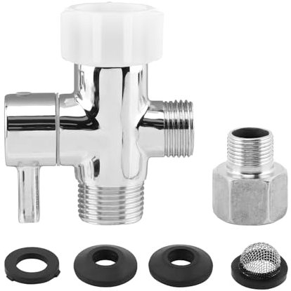 Bidet T-Adapter mit Absperrventil, 3-Wege-T-Ventil für Bidet (7/20.3 cm x 7/20.3 cm x G1/2 oder 3/20.3 cm), T-Ventil für Hand-WC-Bidet, T-Anschluss Bidet-Aufsatz für Toilette