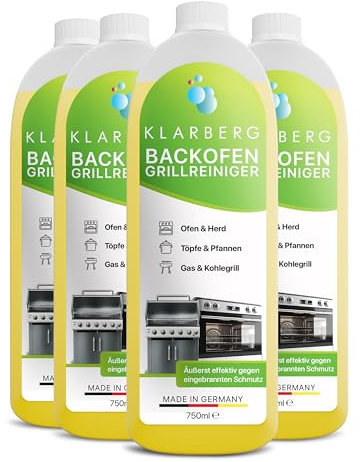 KLARBERG® Backofenreiniger (4x 750ml) I Grillreiniger I Backofenreiniger extra stark I Grill Reiniger extra stark I Ofenreiniger Backofenreiniger I Grillreiniger Gasgrill I Backofen Reiniger