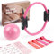 LIONSCOOL Pilates-Ring-Set – 35cm Magic Circle mit Doppelgriffen – Inkl. platzfestem Miniball, Widerstandsbändern, Anleitung und Tasche (Rosa)