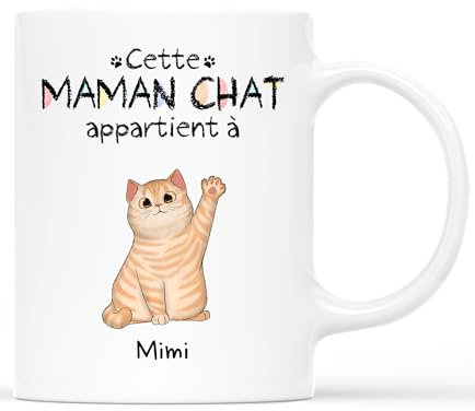 Cadeau Plus Mug Personnalisé Prénom - Cette Maman Chat, Ce Papa Chat Appartient À (#1)