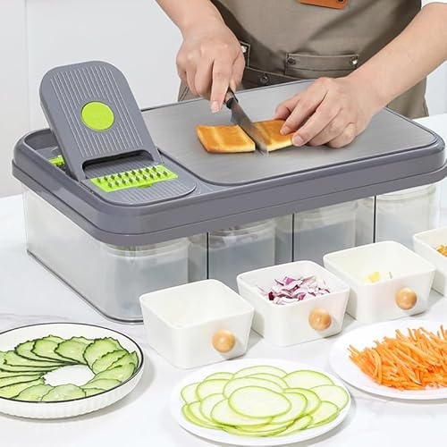 Kitchenware by Neil 28-Piece Vegetable Chopper Set – Multifunctional Food Chopper & Vegetable Cutter with Stainless Steel Blades, Onion Dicer & Storage Container for Quick Meal Prep