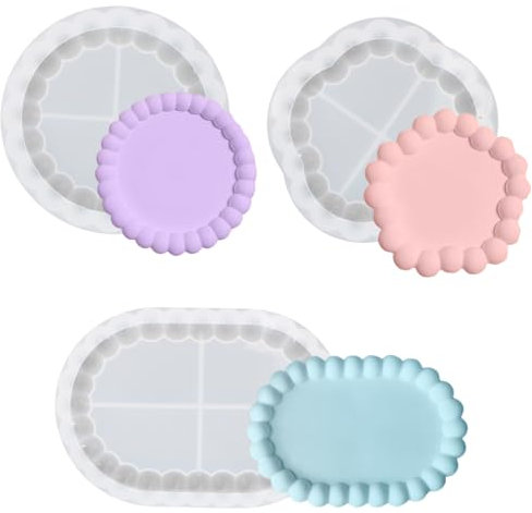 3 Pcs Moldes Silicona Bandeja, Moldes Resina Epoxi para Hacer Posavasos, Bandejas de Té, Decoración del Hogar
