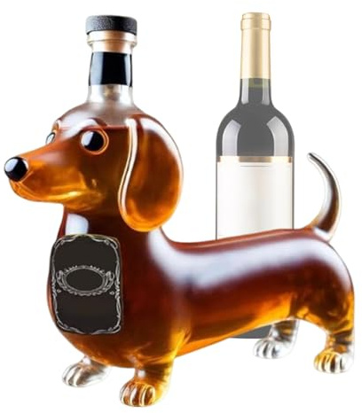 Generic Bottiglie Di Whisky, Bottiglia Di Vetro Per Liquore, Bottiglia Di Vetro Trasparente A Forma Di Bassotto, Dispenser Di Liquori, Statua Animale Da Collezione Per Papà