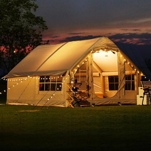 Luxuriöses Vier-Jahreszeiten-Camping Zelt Mit Luftpumpe︱Aufblasbares Zelt 8 Personen︱Kaminauslass mit Ofen ︱Einfach aufzubauen winterzelt