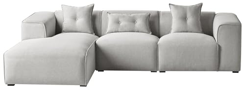 Right Hand Corner Sofa Polyester Upholstery Extra Scatter Cushions Light Grey Dolva
