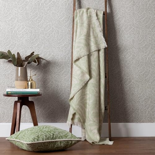 Morris & Co. Acorn Throw – Heritage Faux Mohair Tonal Jacquard Blanket (Sage - 130x170cm)