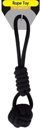 Dogs Knotted Rope Ball And Handle Chew and Tug Toy. Promotes Dental Health, Dental Cleaning, Dog Enrichment Toy. Durable Ropes. Suitable For All Breeds, Puppies, Small, Medium, Large (Black)