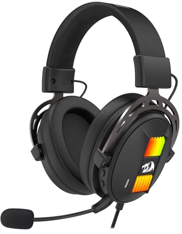Redragon H375 Wired Gaming Headset, 53mm Drivers 7.1 Surround Sound, Detachable Noise Cancelling Mic, USB Computer Headset with RGB, Lightweight Design for PC/Laptop/PS4