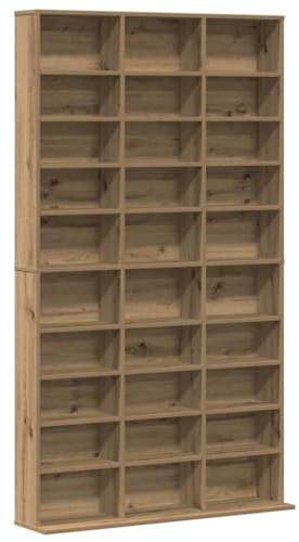 ACAGALA CD DVD Blueray Regal, CD-Ständer mit 24 Fächern, Bücherschrank Eiche handwerklich101 x 23 x 177,5 cm, Bücherregal Wand für Sammlungen und Vitrine